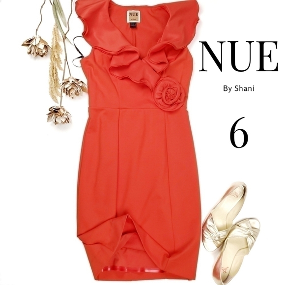NUE by Shani Orange Coral Formal Dress Size 6 - Picture 1 of 14